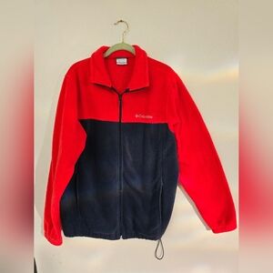 Columbia Men’s Fleece Jacket Size Large Two Tone Red Blue Full Zip Color Block